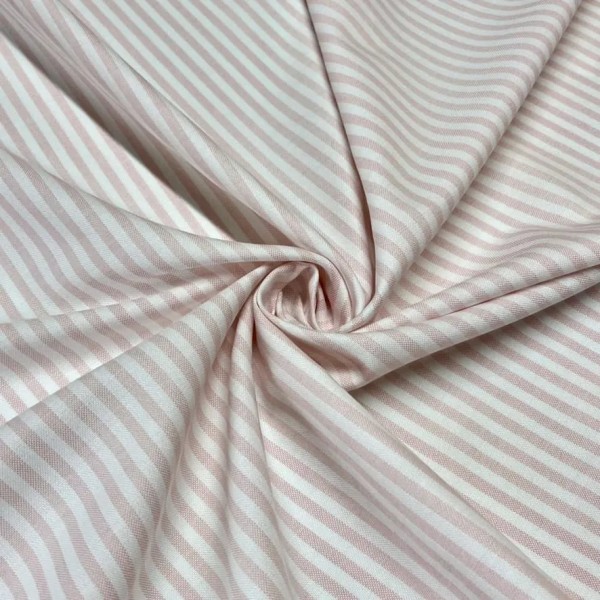Tissu coton chambray rayures rose - Haute couture Tissu coton chambray rayures rose - Haute couture