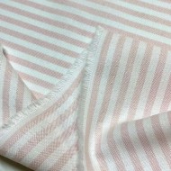 Tissu coton chambray rayures rose - Haute couture Tissu coton chambray rayures rose - Haute couture