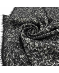 Tissu Lainage coton texturé chevrons Noir blanc - Haute couture Tissu Lainage coton texturé chevrons Noir blanc - Haute couture