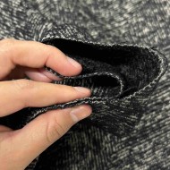 Tissu Lainage coton texturé chevrons Noir blanc - Haute couture