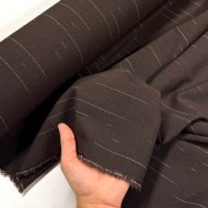 Tissu Laine polyester à rayures brisées marron foncé - Haute couture