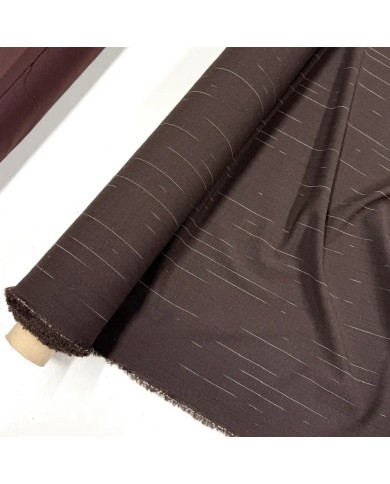 Tissu Laine polyester à rayures brisées marron foncé - Haute couture