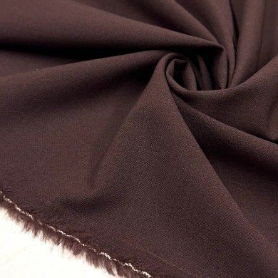 Tissu Laine polyester uni rouge brun - Haute couture