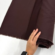 Tissu Laine polyester uni rouge brun - Haute couture