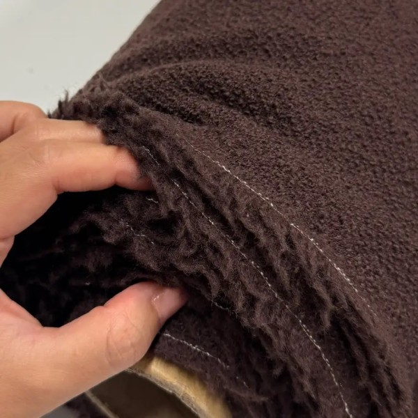 Tissu Laine bouclette marron foncé Tissu Laine bouclette marron foncé