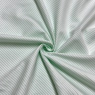 Tissu coton chambray rayures vert - Haute couture