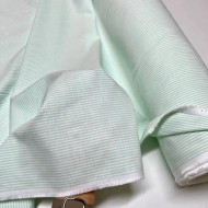 Tissu coton chambray rayures vert - Haute couture