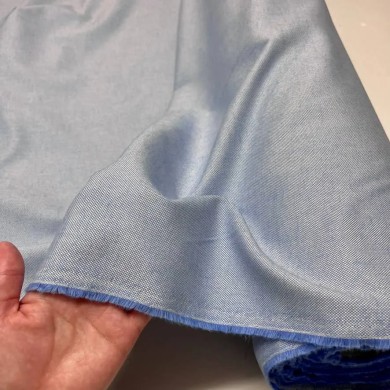 Tissu coton tissé double fil bleu uni - Haute couture