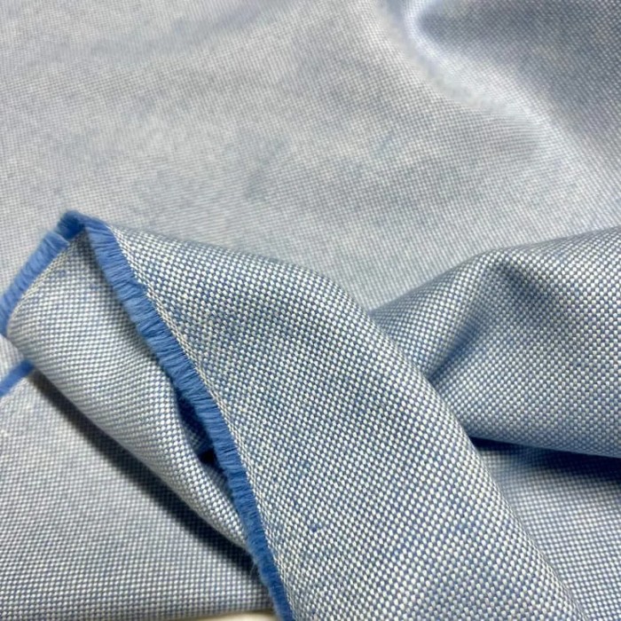 Tissu coton tissé double fil bleu uni - Haute couture Tissu coton tissé double fil bleu uni - Haute couture