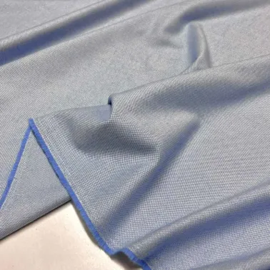 Tissu coton tissé double fil bleu uni - Haute couture