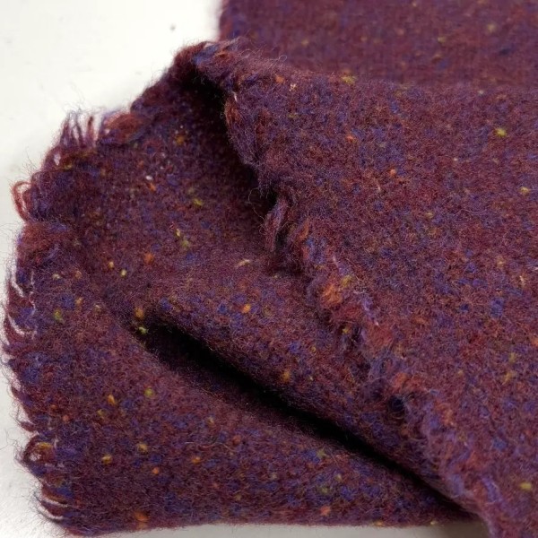 Tissu Laine fibres mélangées chiné tweed prune Tissu Laine fibres mélangées chiné tweed prune