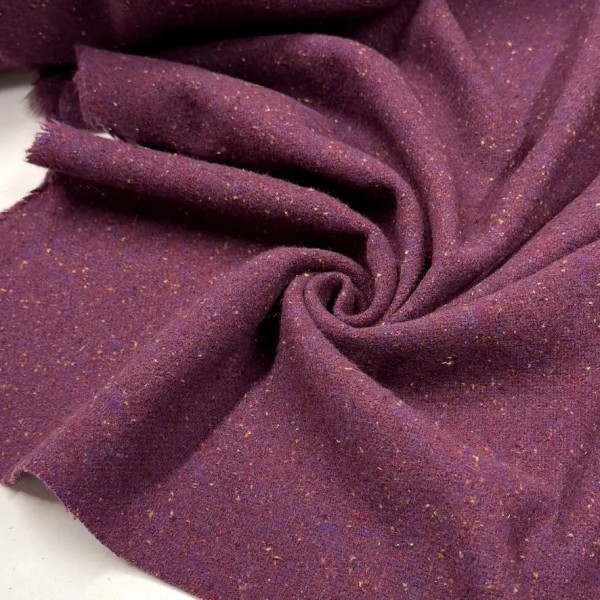 Tissu Laine fibres mélangées chiné tweed prune Tissu Laine fibres mélangées chiné tweed prune
