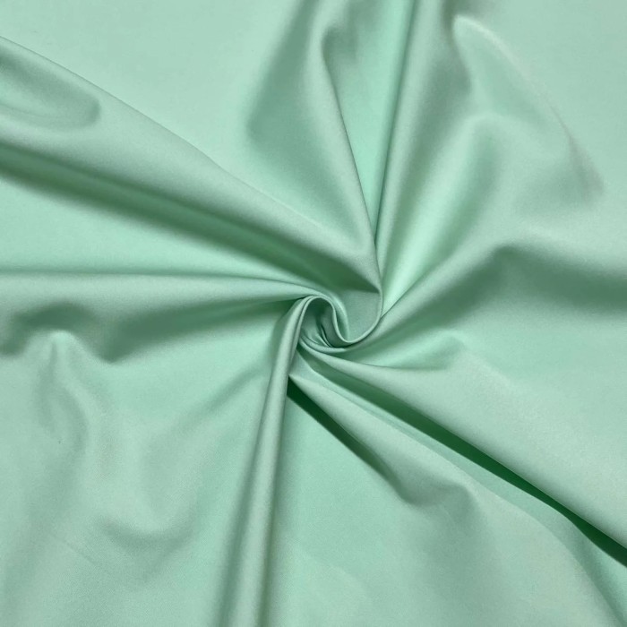 Tissu popeline de coton vert d'eau uni - Haute couture