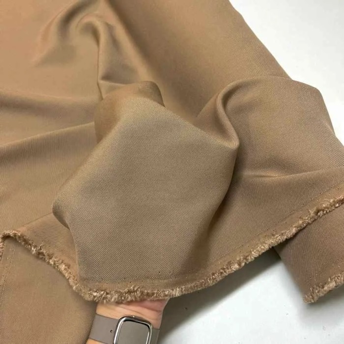 Coupon 110x150 Tissu coton viscose marron uni - Haute couture