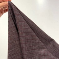 Tissu Laine Polyester écossais Marron Blanc aux Fines Lignes Rouges