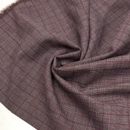 Tissu Laine Polyester écossais Marron Blanc aux Fines Lignes Rouges
