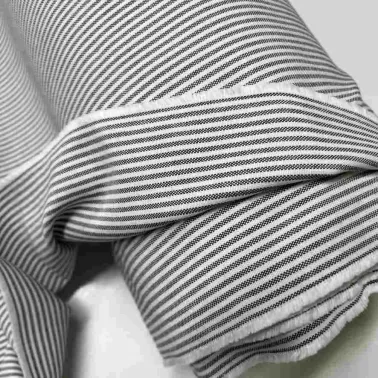 Tissu coton Oxford rayures noir blanc - Haute couture
