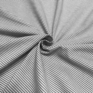 Tissu coton Oxford rayures noir blanc - Haute couture