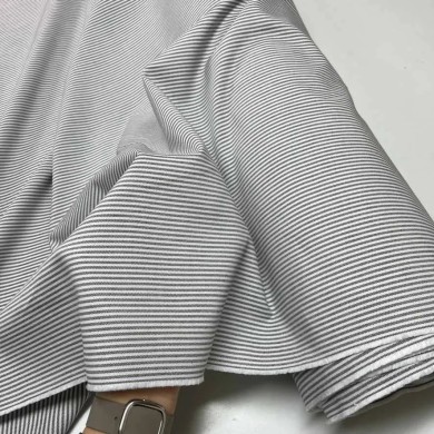 Tissu coton Oxford rayures noir blanc - Haute couture