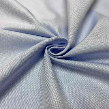 Tissu coton chambray rayures bleu - Haute couture