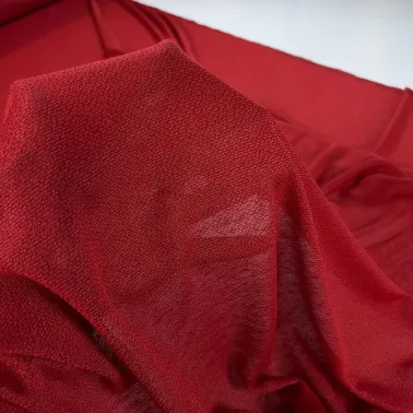 Tissu maille coton rouge uni
