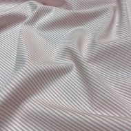 Tissu coton chambray petites rayures rose - Haute couture