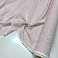 Tissu coton chambray petites rayures rose - Haute couture