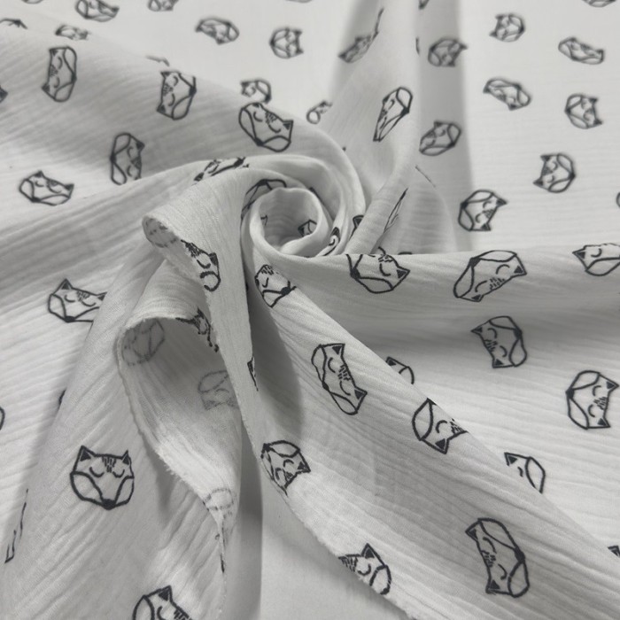 Tissu Double Gaze renard blanc
