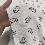 Tissu Double Gaze renard blanc