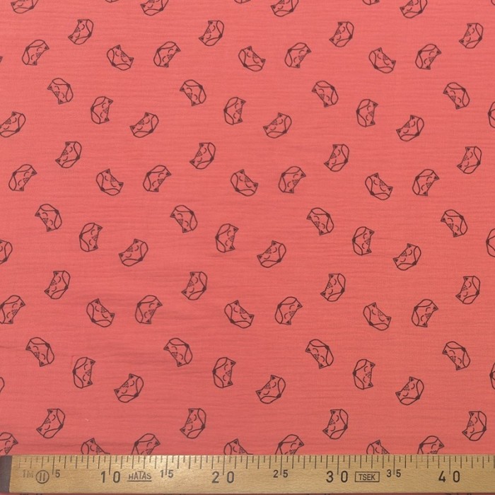 Tissu Double Gaze renard corail foncé
