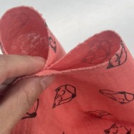 Tissu Double Gaze renard corail foncé