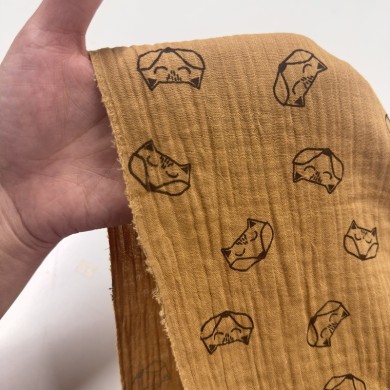 Tissu Double Gaze renard moutarde