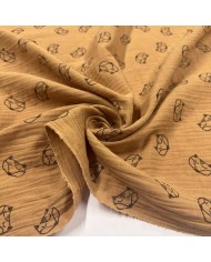 Tissu Double Gaze renard moutarde