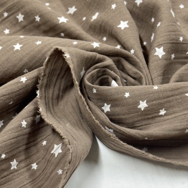 Tissu Double Gaze étoile marron Tissu Double Gaze étoile marron