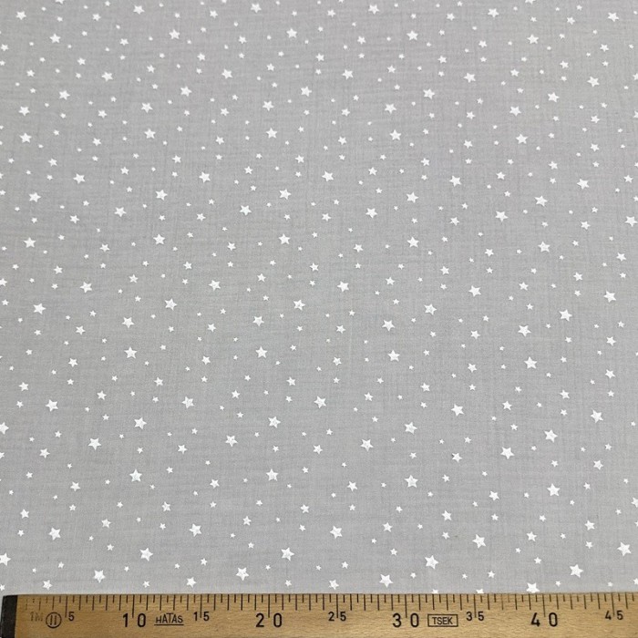 Tissu Double Gaze étoile gris clair