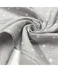 Tissu Double Gaze étoile gris clair