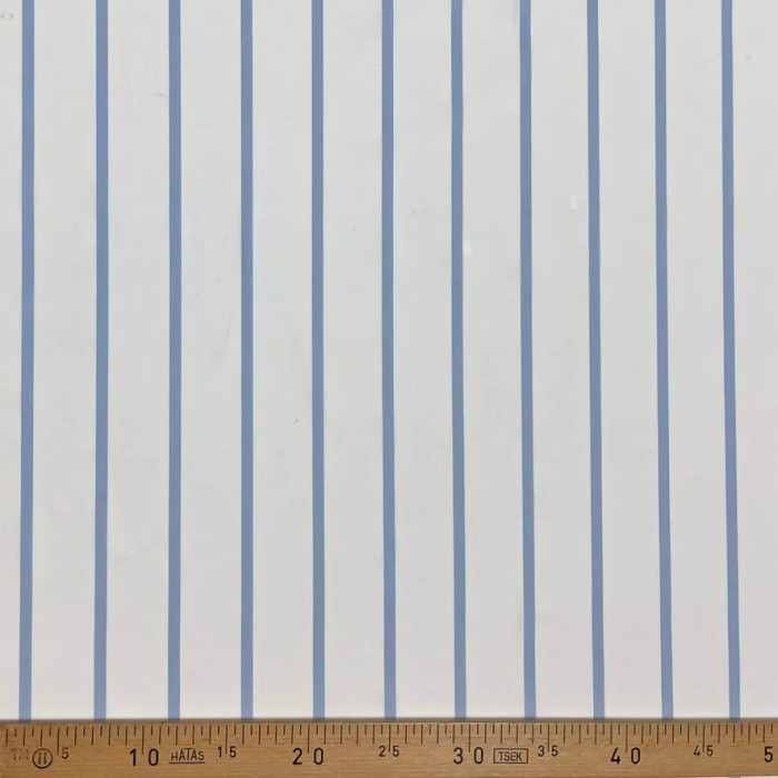 Tissu popeline de coton rayures bleu ciel blanc - Haute couture Tissu popeline de coton rayures bleu ciel blanc - Haute couture