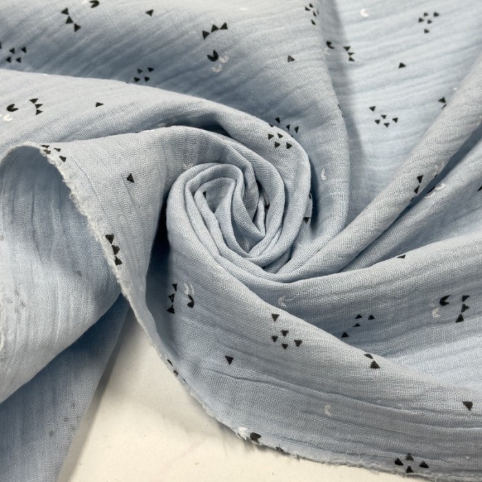 Tissu Double Gaze yeux bleu ciel