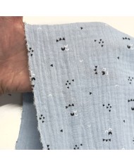 Tissu Double Gaze yeux bleu ciel