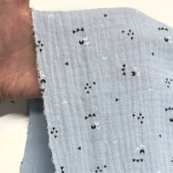Tissu Double Gaze yeux bleu ciel