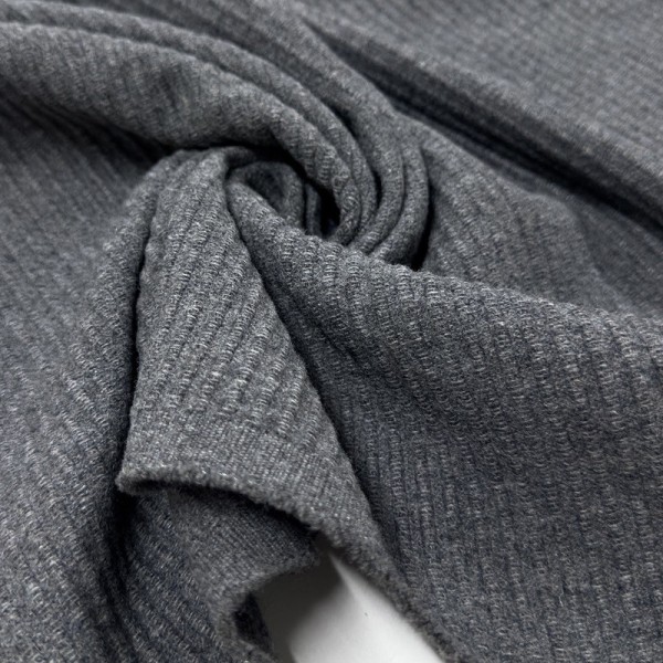 Tissu Laine côtelé gris - Haute couture Tissu Laine côtelé gris - Haute couture