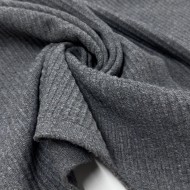 Tissu Laine côtelé gris - Haute couture