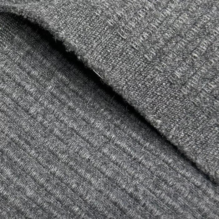 Tissu Laine côtelé gris - Haute couture