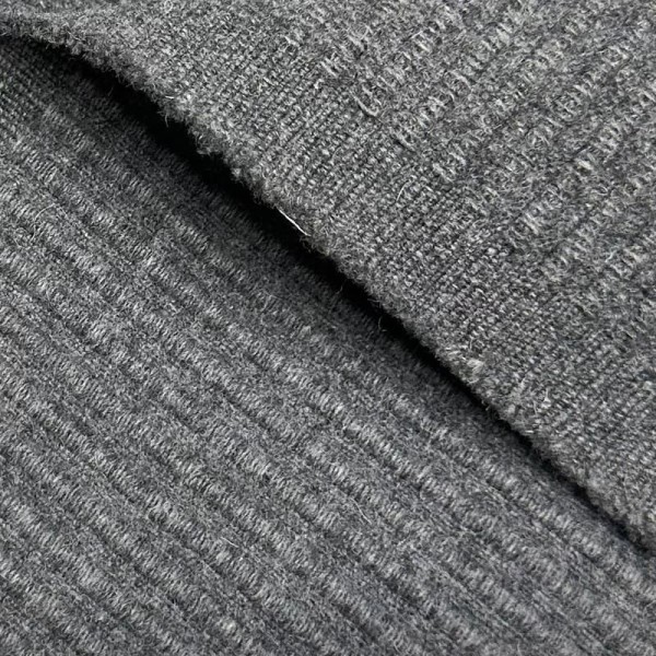 Tissu Laine côtelé gris - Haute couture Tissu Laine côtelé gris - Haute couture